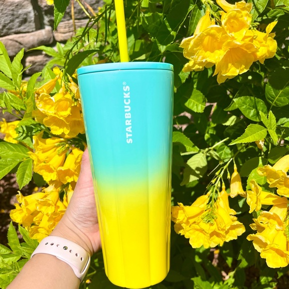 Starbucks Other - 💚💛💙Brand new starbucks stainless🌈yellow/Tiffany blue Ombré Tumbler cup💛💚💙